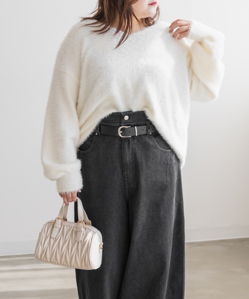 CLETTE(クレット)の「CLETTEオリジナルダブルウエストデニムワイドパンツ(その他パンツ・レディース・ブルー/サックスブルー/ブラック・LL/3L/4L)」の8枚目の写真