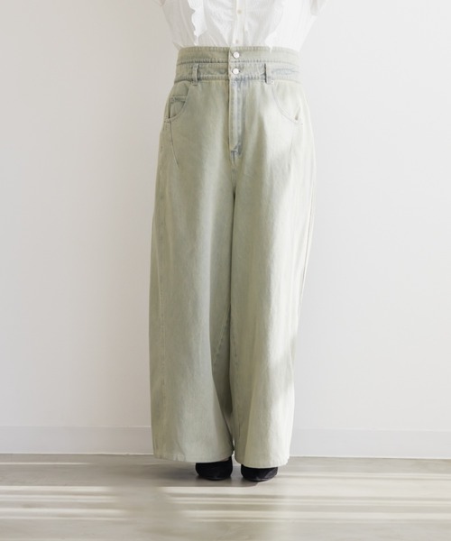 CLETTE(クレット)の「CLETTEオリジナルダブルウエストデニムワイドパンツ(その他パンツ・レディース・ブルー/サックスブルー/ブラック・LL/3L/4L)」の20枚目の写真
