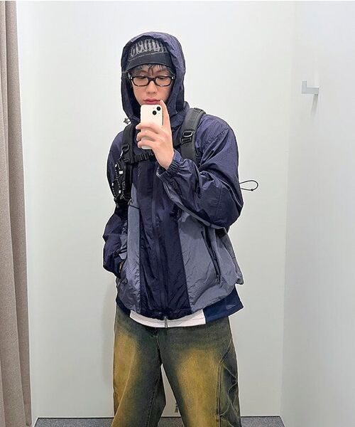 TRAVEL（トラベル）の「カラー マッチ ナイロン メタル ウィンドブレーカー ネイビー（ナイロンジャケット・レディース・その他・MEDIUM/LARGE/SMALL）」の2枚目の写真