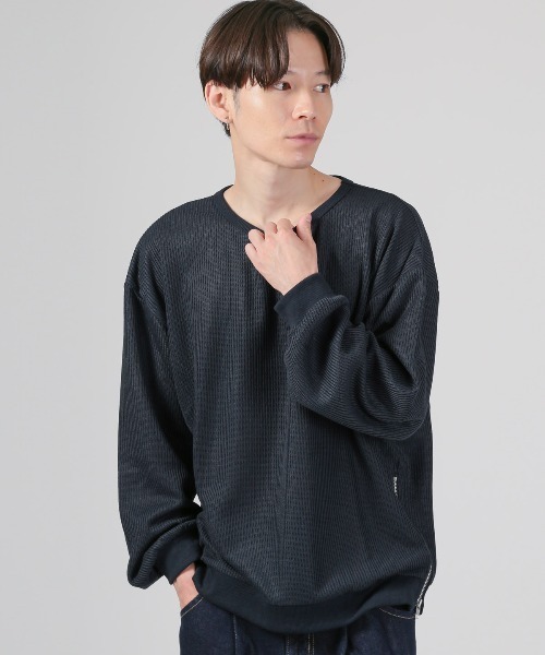 LUXSTYLE（ラグスタイル）の「サイドジップスリットトレーナー（スウェット・メンズ・ネイビー/グレー/ブルー/ブラック・L/M）」の8枚目の写真