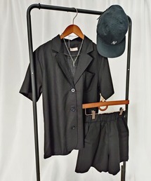 OSYAREVO（オシャレボ）の「セットアップ 半袖 シャツ ジャケット ショートパンツ レディース（セットアップ）」
