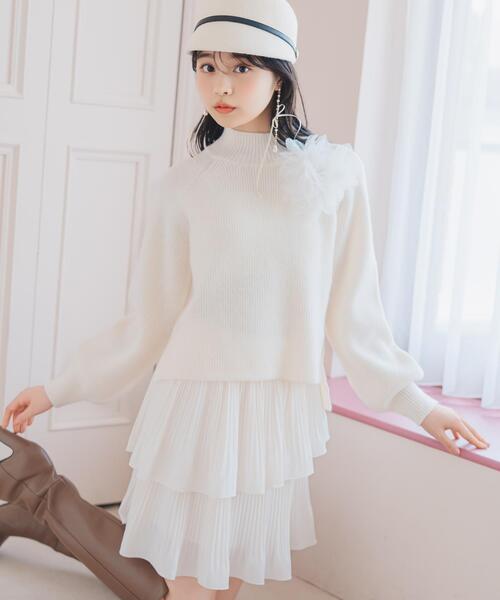 KNIT PLEATS SET series】プリーツティアートミニスカート（スカート