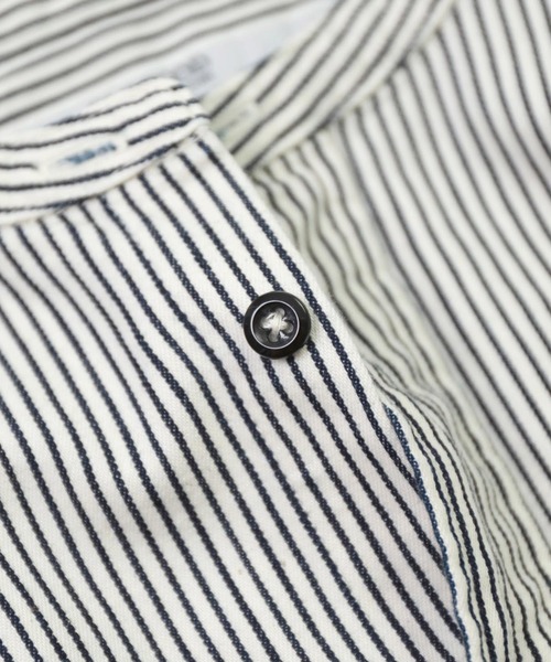 OMNIGOD（オムニゴッド）の「[OMNIGOD womens / オムニゴッド] ヒッコリー ワイドスタンドカラーシャツ（シャツ/ブラウス・レディース・ブルー系その他・FREE）」の12枚目の写真