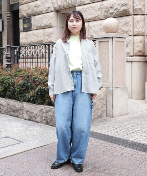 OMNIGOD（オムニゴッド）の「[OMNIGOD womens / オムニゴッド] ヒッコリー ワイドスタンドカラーシャツ（シャツ/ブラウス・レディース・ブルー系その他・FREE）」の20枚目の写真