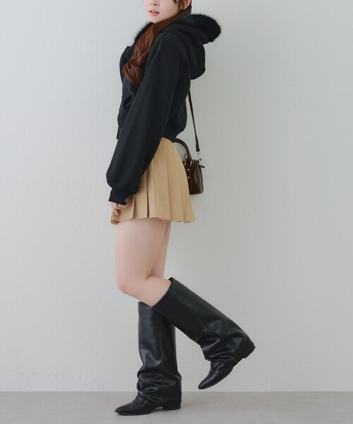 continuer de NICE CLAUP(コンティニューデナイスクラップ)の「【SETUP対応アイテム】ラメロゴ裏起毛ファーパーカー(パーカー・レディース・トップグレー/ブラック/アイボリー/ピンク/カモフラージュ・FREE)」の22枚目の写真