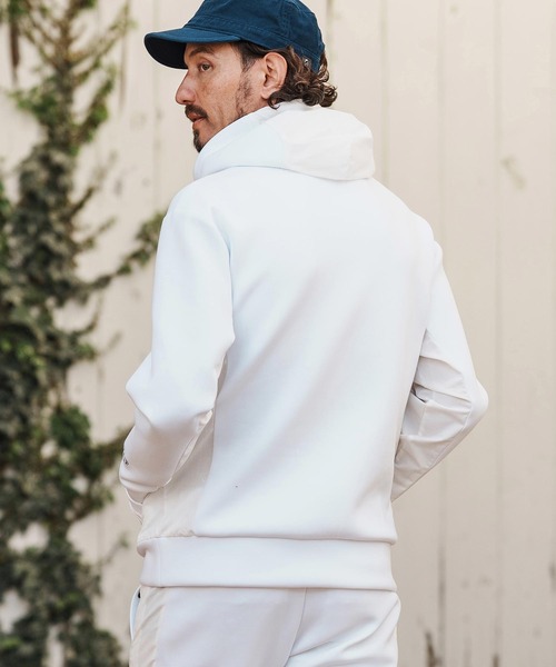 1minute 1second（ワンミニットワンセカンド）の「mpa4001-cursive embroidery cardboard knit nylon hoodie パーカー(1M26H040)（パーカー・メンズ・ブラック/ネイビー/ホワイト・S/M/L/XL）」の5枚目の写真