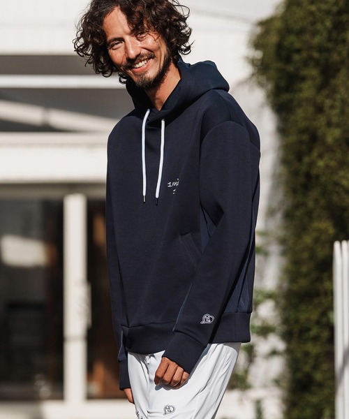 1minute 1second（ワンミニットワンセカンド）の「mpa4001-cursive embroidery cardboard knit nylon hoodie パーカー(1M26H040)（パーカー・メンズ・ブラック/ネイビー/ホワイト・S/M/L/XL）」の10枚目の写真