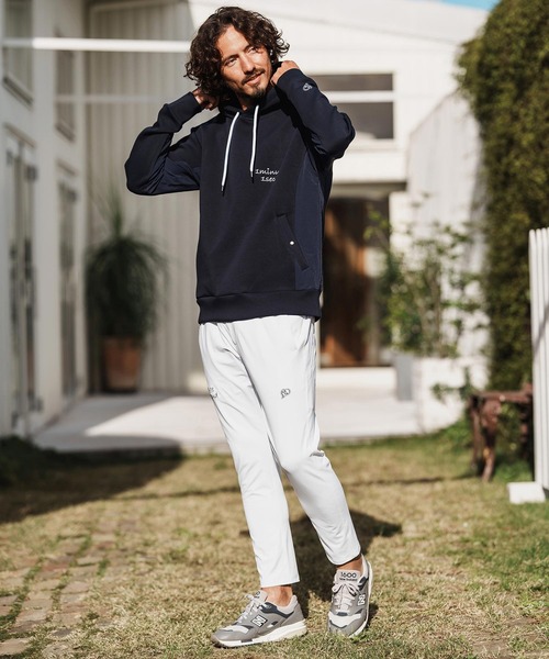 1minute 1second（ワンミニットワンセカンド）の「mpa4001-cursive embroidery cardboard knit nylon hoodie パーカー(1M26H040)（パーカー・メンズ・ブラック/ネイビー/ホワイト・S/M/L/XL）」の11枚目の写真