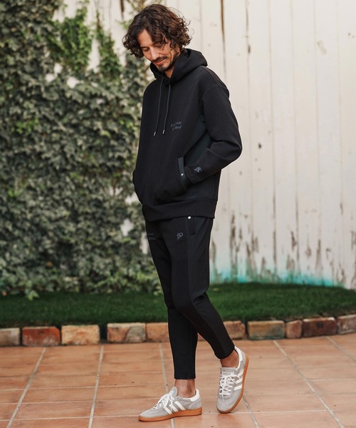 1minute 1second（ワンミニットワンセカンド）の「mpa4001-cursive embroidery cardboard knit nylon hoodie パーカー(1M26H040)（パーカー・メンズ・ブラック/ネイビー/ホワイト・S/M/L/XL）」の16枚目の写真