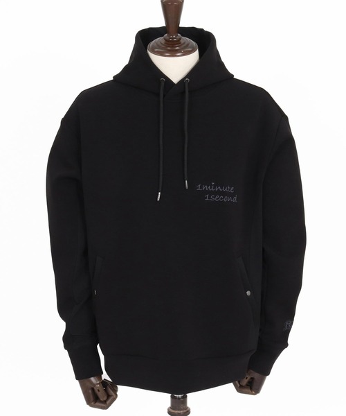 1minute 1second（ワンミニットワンセカンド）の「mpa4001-cursive embroidery cardboard knit nylon hoodie パーカー(1M26H040)（パーカー・メンズ・ブラック/ネイビー/ホワイト・S/M/L/XL）」の17枚目の写真