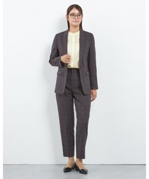 SUIT SELECT（スーツセレクト）の「【すぐ着られるパンツ裾上げ済仕様】【おうちで洗えるストレッチスーツ】【秋冬】1釦パンツスーツ/チェック/ウエストシャーリング/「4S」（スーツセット）」
