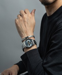 Maserati（マセラティ）の「「Maserati/マセラティ」スクセッソ - 42mm クロノ ブルー ダイヤル シルバー ブレスレット + アイコニック メンズ ブレスレット シルバー ブラック（アナログ腕時計）」