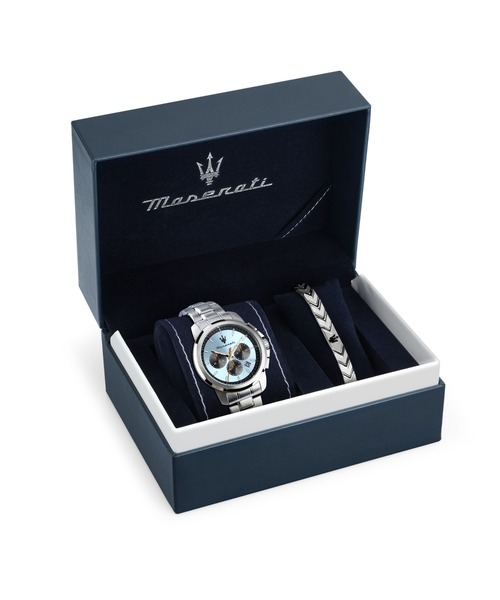Maserati（マセラティ）の「「Maserati/マセラティ」スクセッソ - 42mm クロノ ブルー ダイヤル シルバー ブレスレット + アイコニック メンズ ブレスレット シルバー ブラック（アナログ腕時計・メンズ・シルバー系・42mm）」の6枚目の写真