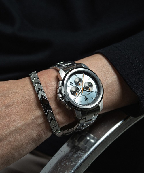 Maserati（マセラティ）の「「Maserati/マセラティ」スクセッソ - 42mm クロノ ブルー ダイヤル シルバー ブレスレット + アイコニック メンズ ブレスレット シルバー ブラック（アナログ腕時計・メンズ・シルバー系・42mm）」の8枚目の写真