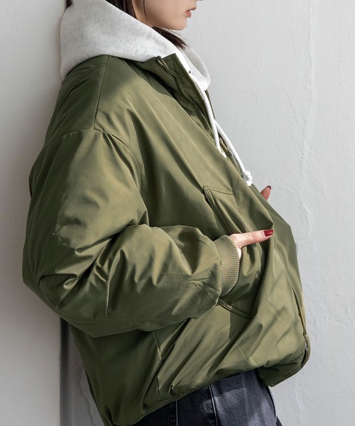 セール】中綿ダブルジップブルゾン モンスターパーカー MA-1 フライト