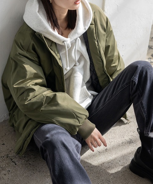 セール】中綿ダブルジップブルゾン モンスターパーカー MA-1 フライト