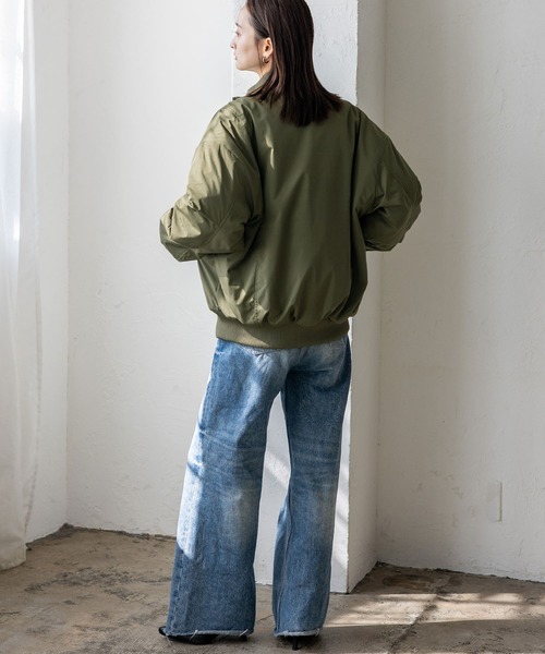 No Rule No Line(ノール-ルノーライン)の「中綿ダブルジップブルゾン モンスターパーカー MA-1 フライトジャケット 秋服(ブルゾン・レディース・ブラック/カーキ・FREE)」の21枚目の写真