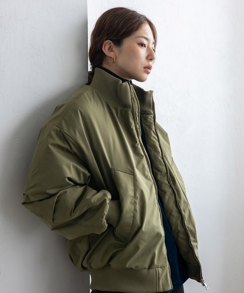 MA-1 ブルゾン カーキ セール】中綿ダブルジップブルゾン モンスターパーカー MA-1 フライト