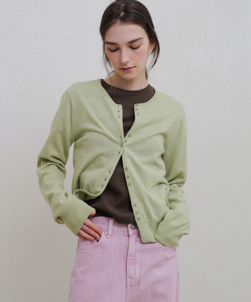 ANDNEEDS(アンドニーズ)の「Mari round cardigan (lime)(カーディガン/ボレロ・レディース・その他・FREE)」の1枚目の写真