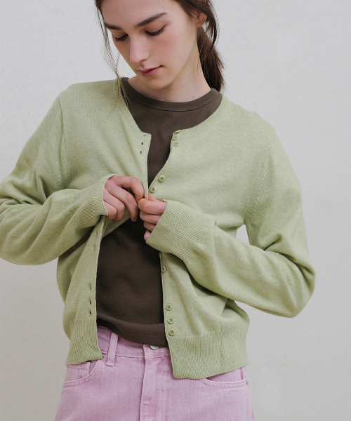 ANDNEEDS(アンドニーズ)の「Mari round cardigan (lime)(カーディガン/ボレロ・レディース・その他・FREE)」の3枚目の写真