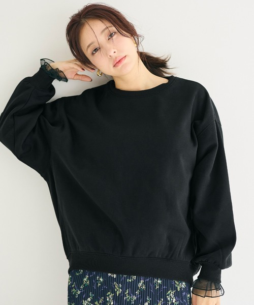 coca(coca)(コカ)の「裏起毛スウェット(スウェット・レディース・ブラック/グレイッシュベージュ/アイボリー/レッド・L/M/S)」の1枚目の写真