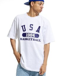 ユエスエイバスケットボール 半袖Tシャツ ライトグレー ネイビー