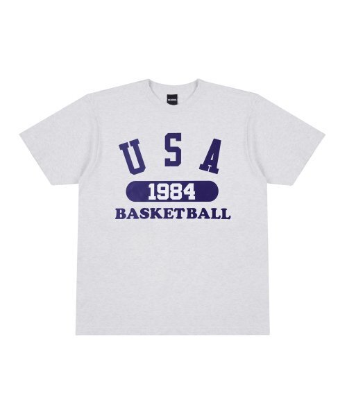 CREAM SODA LAB(クリームソーダラボ)の「ユエスエイバスケットボール 半袖Tシャツ ライトグレー ネイビー(Tシャツ/カットソー・メンズ・その他・LARGE/MEDIUM/X-LARGE/XX-LARGE)」の2枚目の写真