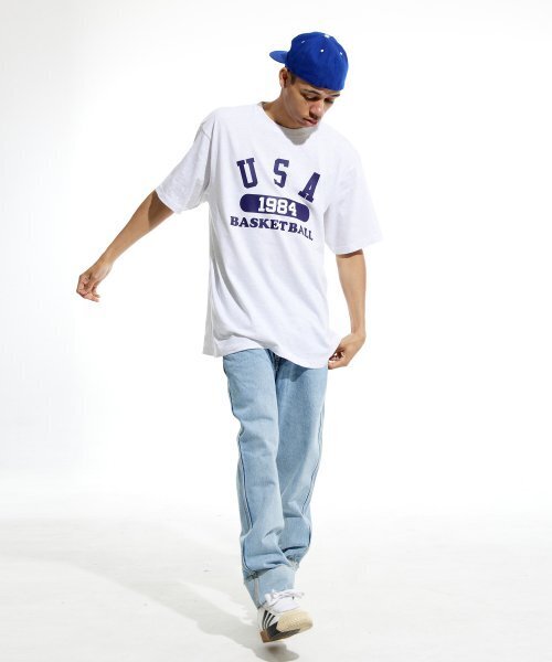 CREAM SODA LAB(クリームソーダラボ)の「ユエスエイバスケットボール 半袖Tシャツ ライトグレー ネイビー(Tシャツ/カットソー・メンズ・その他・LARGE/MEDIUM/X-LARGE/XX-LARGE)」の7枚目の写真