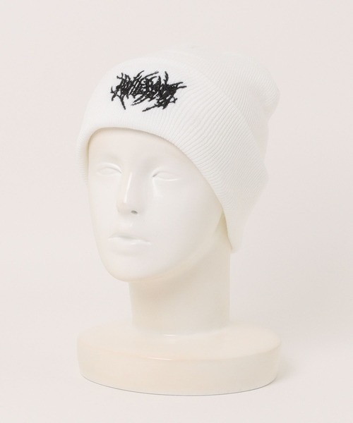 セール】【IZU】 メタルロゴ刺繍ストリートビーニー（ニットキャップ