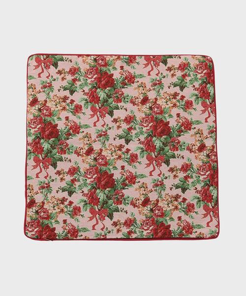 ジャカード/ギフトにおすすめ！】メアリーポート ブーケ柄 クッション