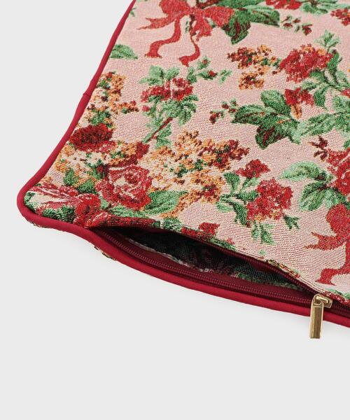 ジャカード/ギフトにおすすめ！】メアリーポート ブーケ柄 クッション