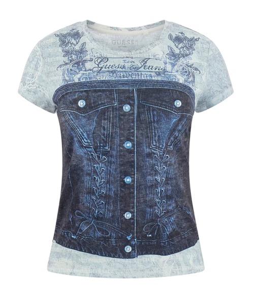 Guess（ゲス）の「Short Sleeves Denim Bustier R5 Sub Tee グラフィックTシャツ（Tシャツ/カットソー・レディース・ブルー系その他・SMALL/MEDIUM/X-SMALL）」の11枚目の写真