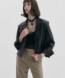 MALOUPE（マロップ）の「6101 ビーガンレザーショートジャケット（ブラック）（ライダースジャケット）」