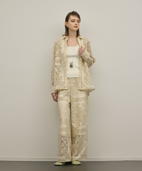 Diagram（ダイアグラム）の「パネル刺繍パンツ（その他パンツ・レディース・ブラック/キナリ・36）」の3枚目の写真