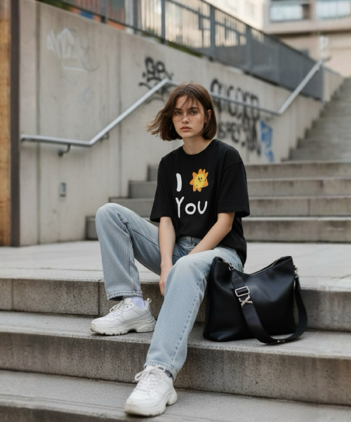 XHUA'T(スアト)の「アイソンユーTシャツ(Tシャツ/カットソー・メンズ・ブラック/ホワイト・1/2)」の9枚目の写真