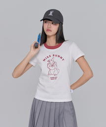 PLAYBOO（プレイブー）の「[サンパー&amp;ミスバニー] コントラストTシャツ_レッド（Tシャツ/カットソー）」