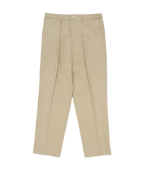 Gabardine cotton Single Pleat banding chino (Beige)