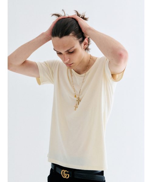 GOZER（ゴーザー）の「UNDER HALF T-SHIRT_CREAM（Tシャツ/カットソー・メンズ・アイボリー・SMALL/MEDIUM/LARGE/X-LARGE）」の6枚目の写真