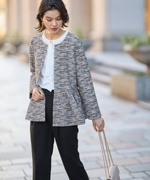 GeeRA（ジーラ）の「【２点セット】ニットツイードペプラムジャケットセットアップスーツ（スーツセット）」