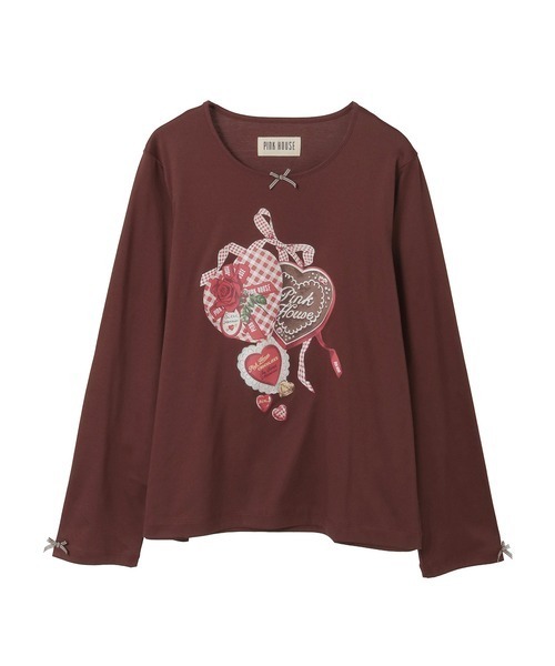 PINK HOUSE（ピンクハウス）の「スウィートメモリープリントカットソー（Tシャツ/カットソー・レディース・キナリ/チョコ/ブラック/レッド/グリーン・MEDIUM/LARGE）」の3枚目の写真