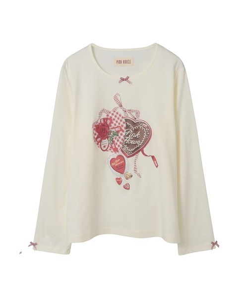 PINK HOUSE（ピンクハウス）の「スウィートメモリープリントカットソー（Tシャツ/カットソー・レディース・キナリ/チョコ/ブラック/レッド/グリーン・MEDIUM/LARGE）」の6枚目の写真