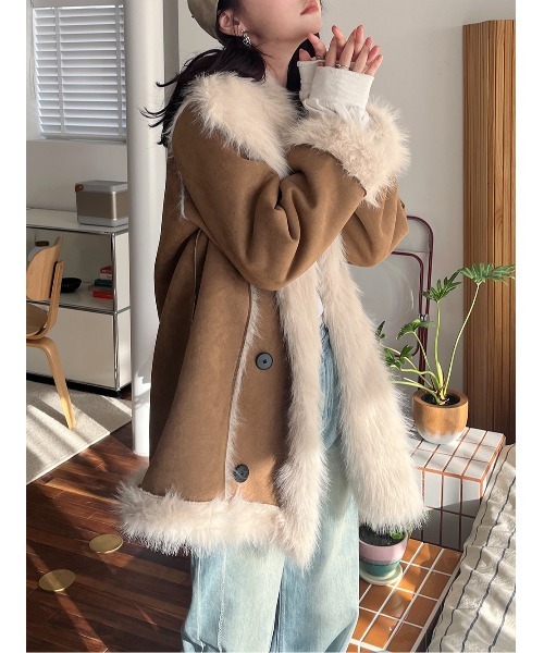 セール】2WAY リバーシブル フェイクファーミドルコート（その他