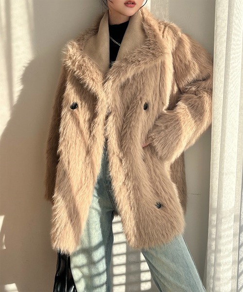 セール】2WAY リバーシブル フェイクファーミドルコート（その他