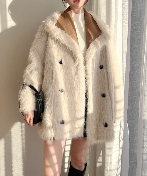 セール】2WAY リバーシブル フェイクファーミドルコート（その他