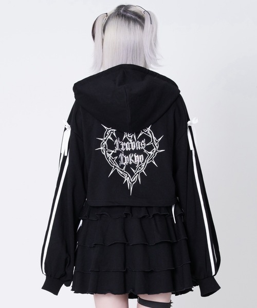 TRAVAS TOKYO(トラバス トウキョウ)の「『TRAVAS TOKYO/トラバス トーキョー』クロップドフーディーセットアップ(セットアップ・レディース・ブラック×ホワイト/ブラック×ピンク・FREE)」の14枚目の写真