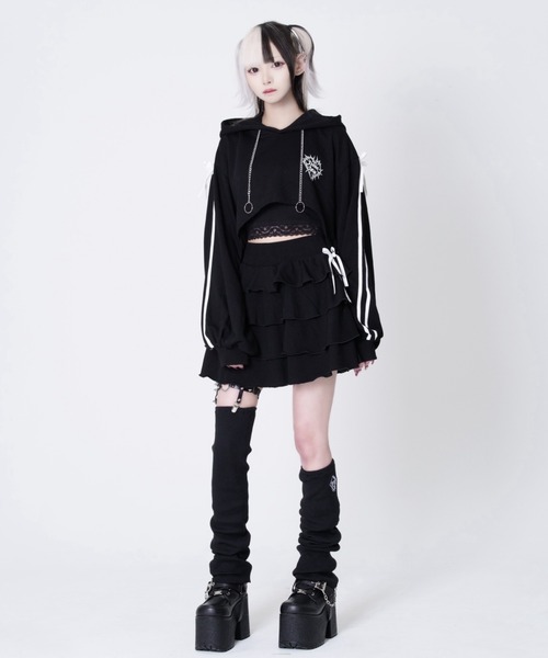 TRAVAS TOKYO(トラバス トウキョウ)の「『TRAVAS TOKYO/トラバス トーキョー』クロップドフーディーセットアップ(セットアップ・レディース・ブラック×ホワイト/ブラック×ピンク・FREE)」の17枚目の写真