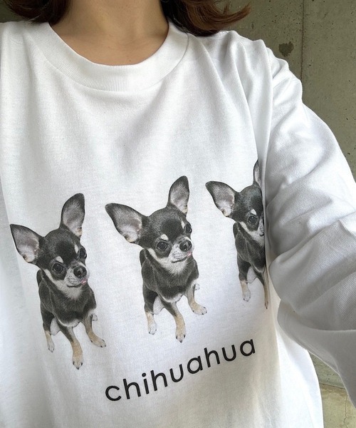etta(エタ)の「犬3連プリントロンT/長袖Tシャツ(Tシャツ/カットソー・レディース・C/D/E/A/B・MEDIUM/LARGE/SMALL/X-LARGE)」の3枚目の写真
