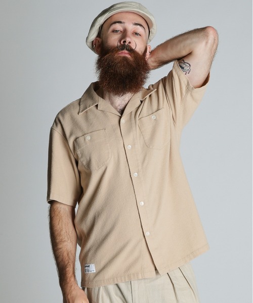 schott（ショット）の「Schott/ショット/HV PLAIN WORK SHIRT/ヘンプビスコース プレーン ワークシャツ（シャツ/ブラウス・メンズ・ベージュ/イエロー/ブラック・M/L/XL/2XL）」の2枚目の写真