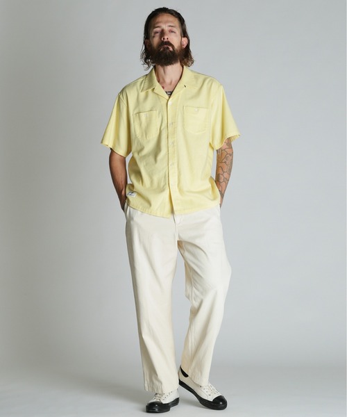 schott（ショット）の「Schott/ショット/HV PLAIN WORK SHIRT/ヘンプビスコース プレーン ワークシャツ（シャツ/ブラウス・メンズ・ベージュ/イエロー/ブラック・M/L/XL/2XL）」の8枚目の写真