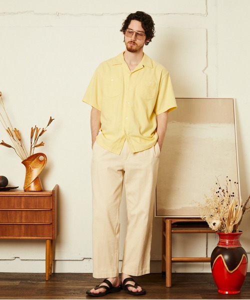 schott（ショット）の「Schott/ショット/HV PLAIN WORK SHIRT/ヘンプビスコース プレーン ワークシャツ（シャツ/ブラウス・メンズ・ベージュ/イエロー/ブラック・M/L/XL/2XL）」の4枚目の写真